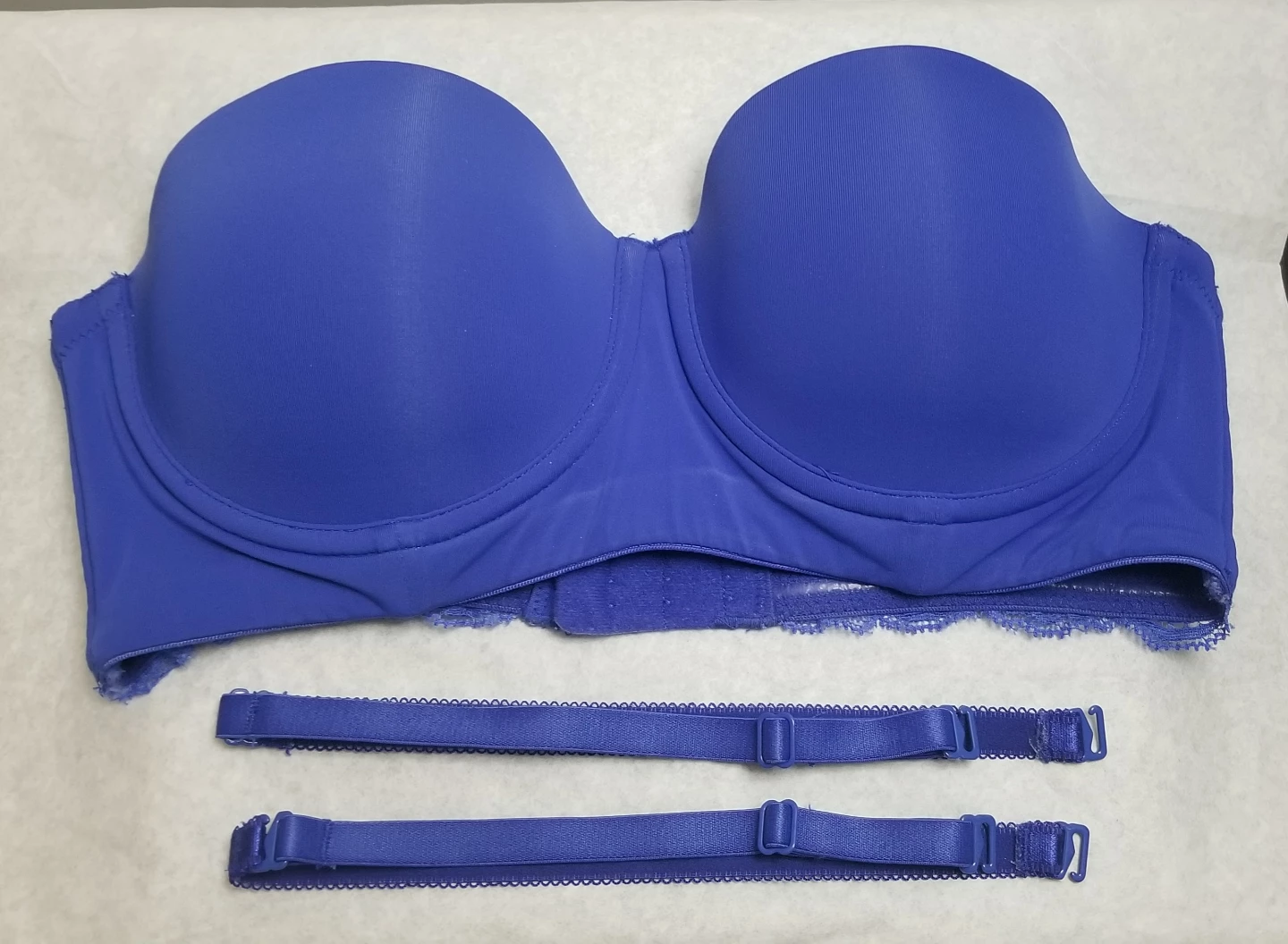 Blush Blue Strapless Bra with Lace Detail