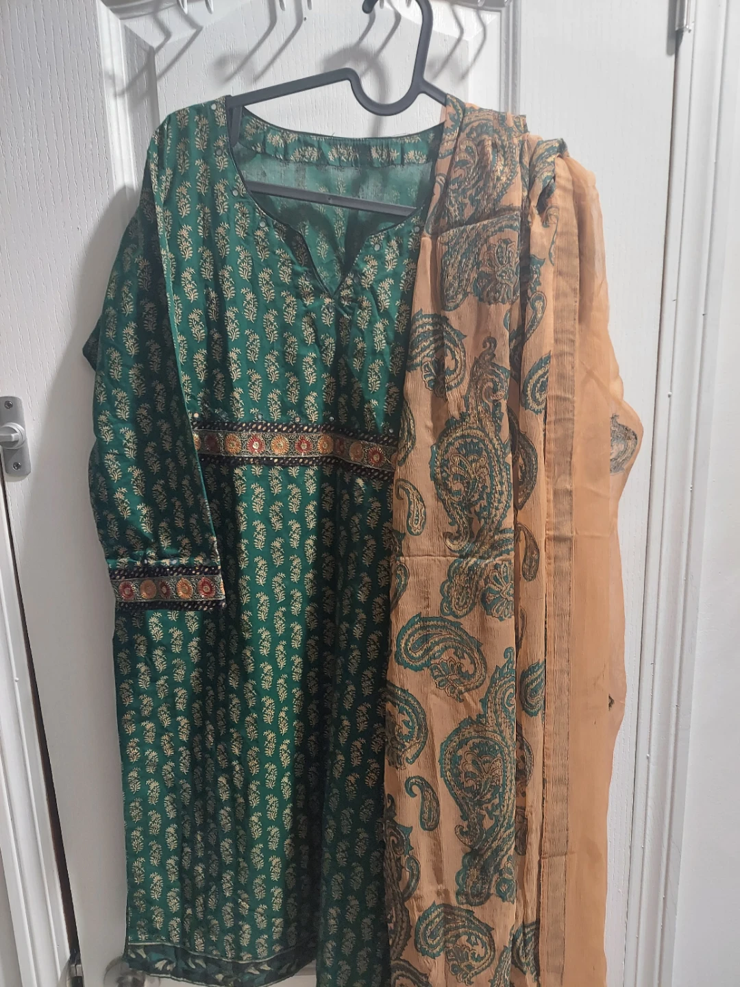 Green printed salwar kameez with dupatta