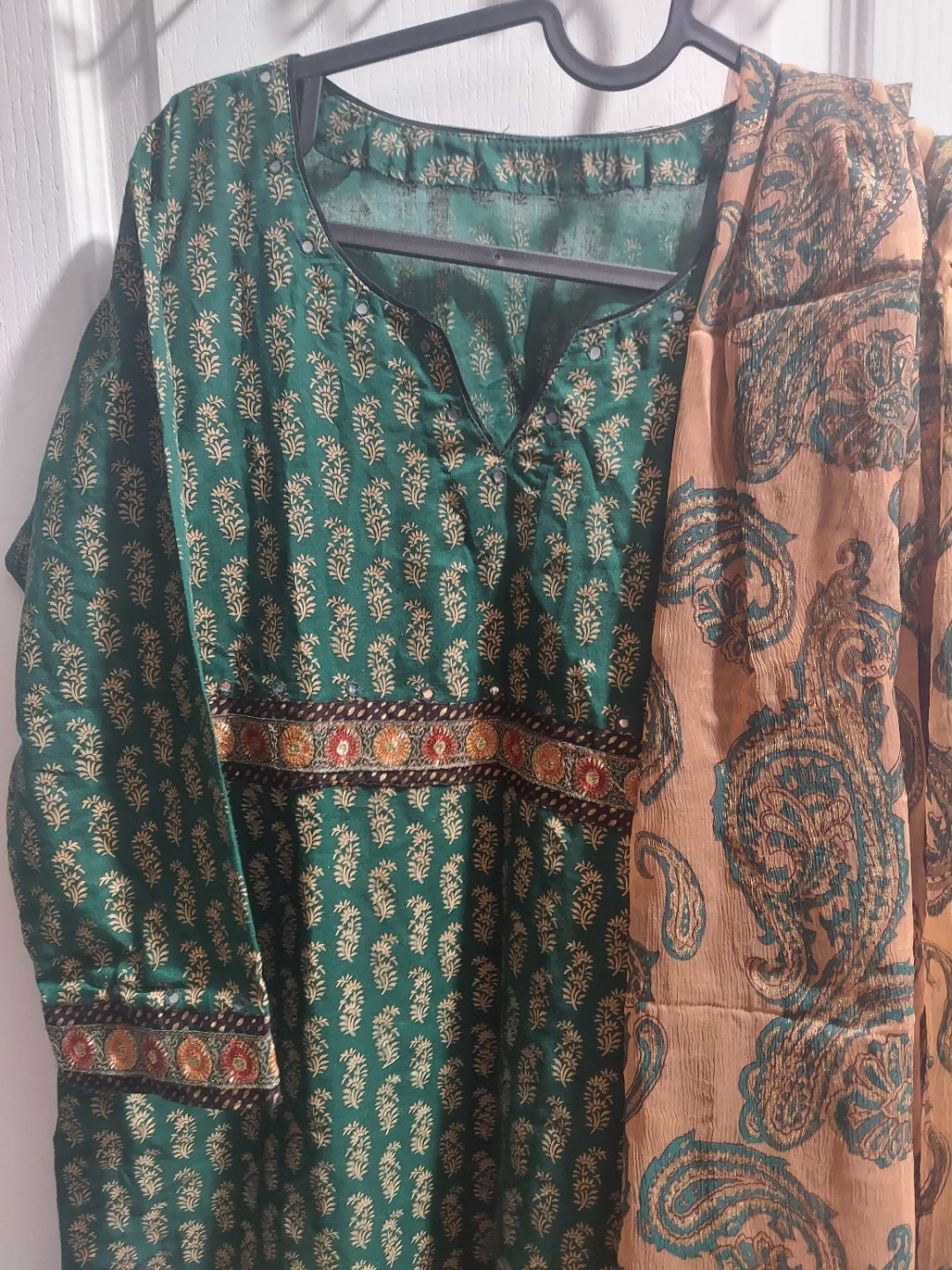 Green printed salwar kameez with dupatta - photo 2