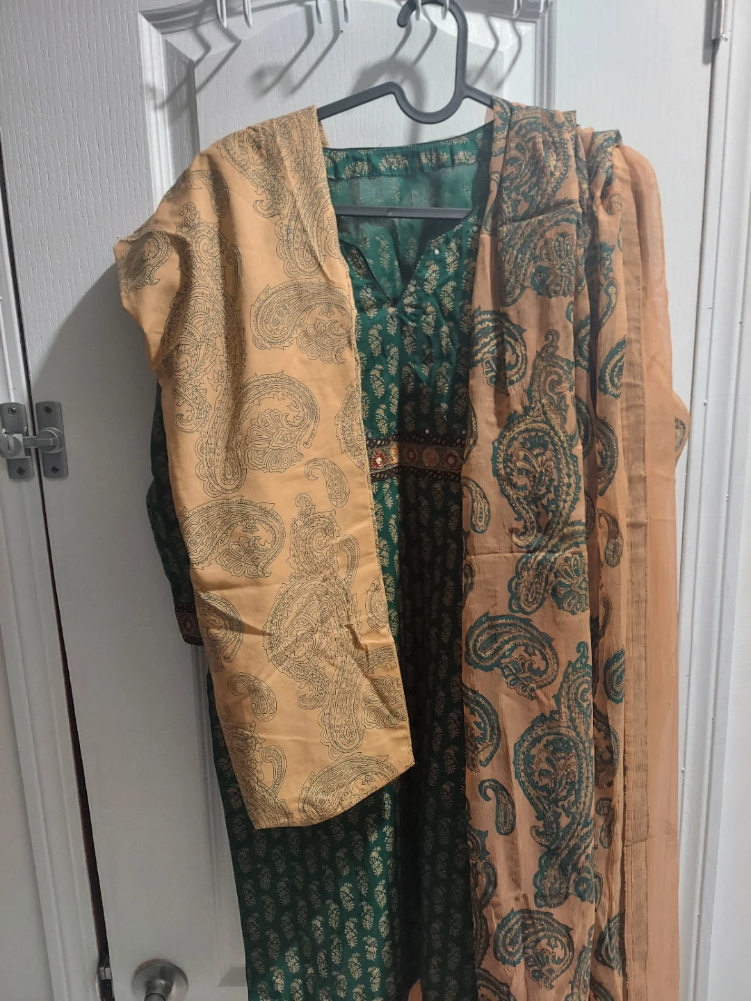 Green printed salwar kameez with dupatta - photo 4