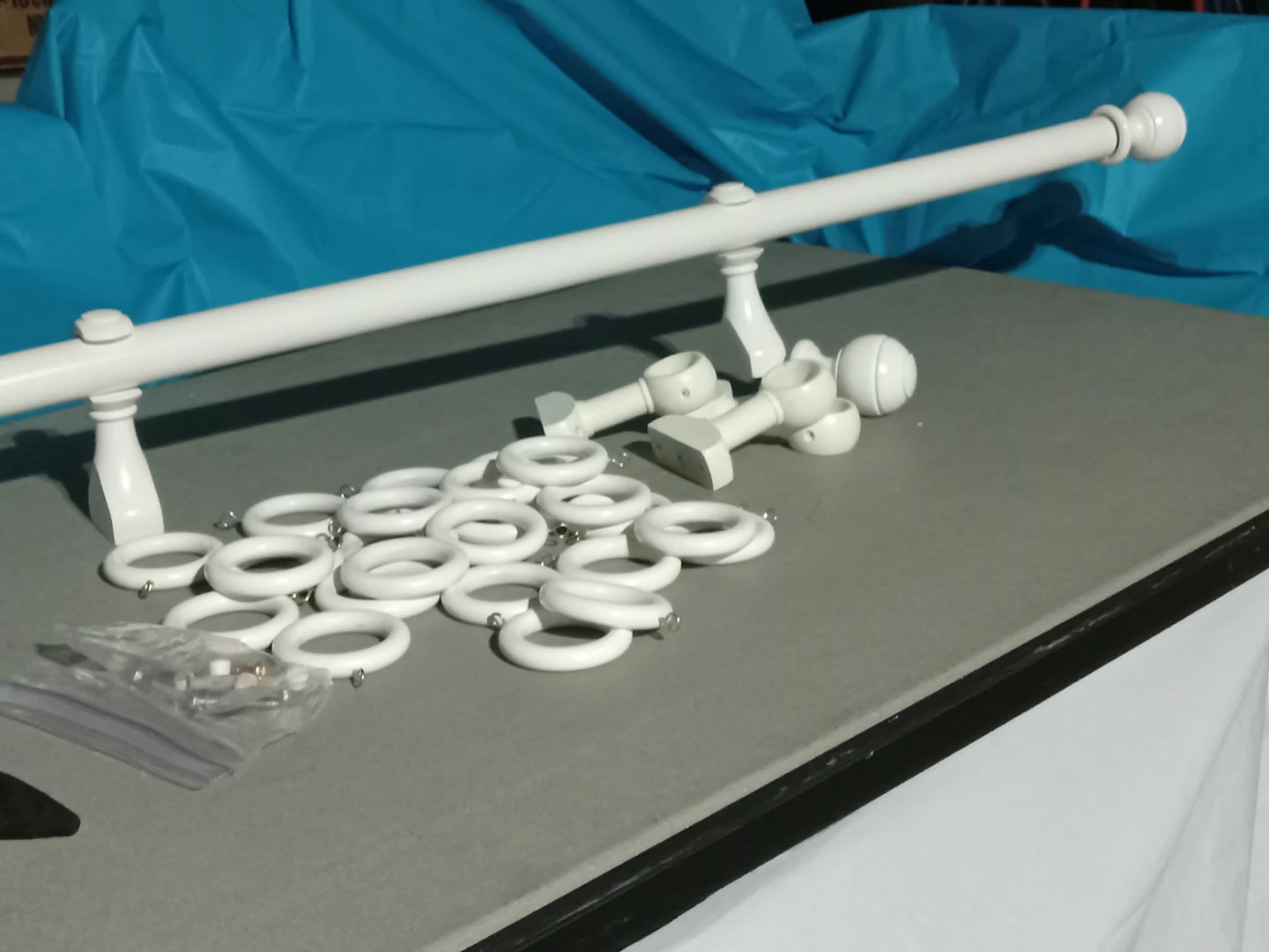 White Curtain Rod with Rings