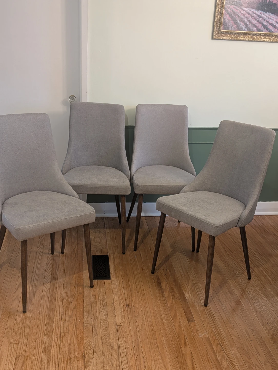 Set of 4 Grey Upholstered Dining Chairs - photo 3