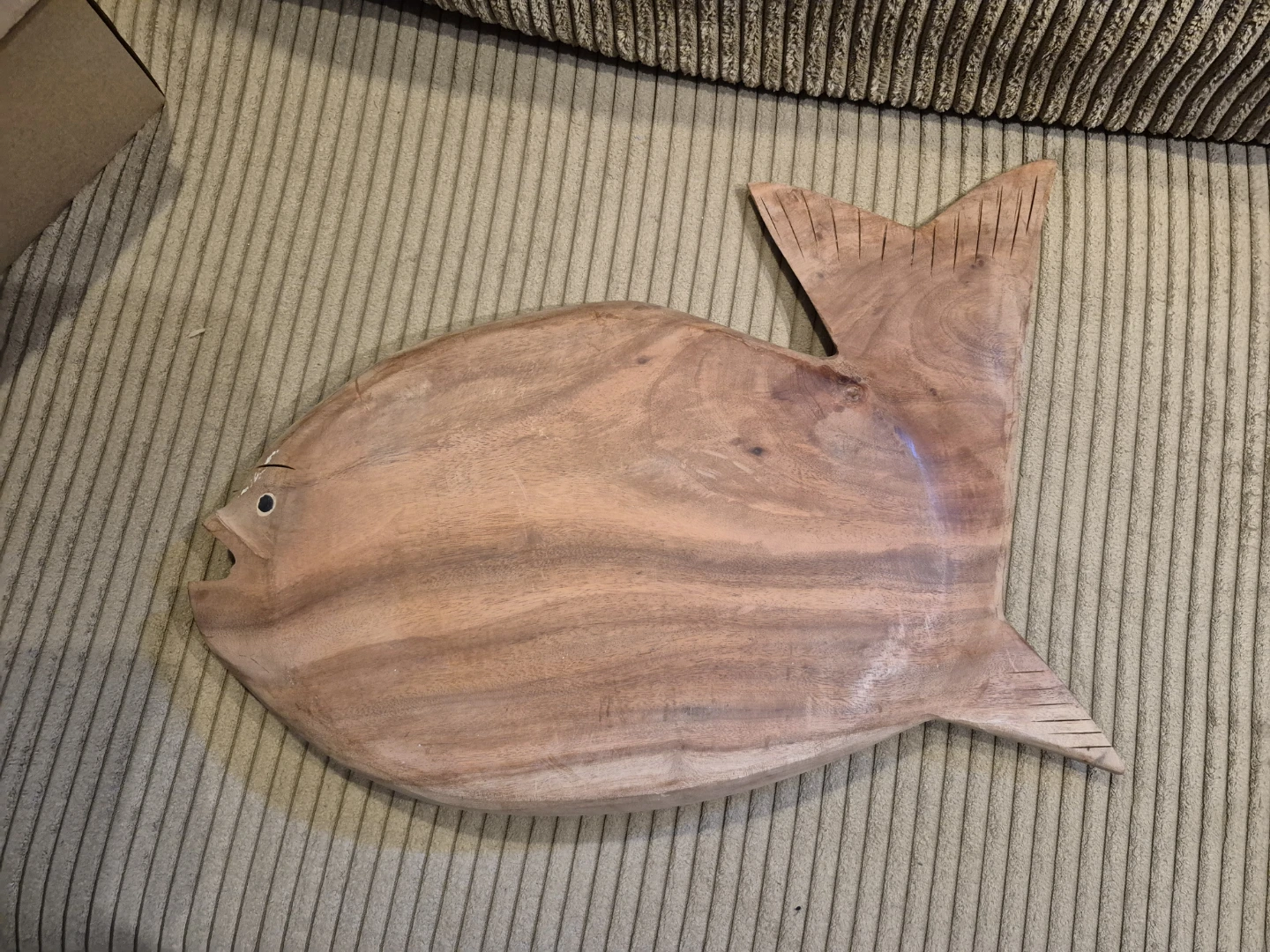 Hand Carved Wooden Fish Bowl
