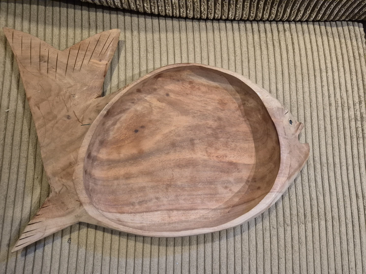 Hand Carved Wooden Fish Bowl - photo 2