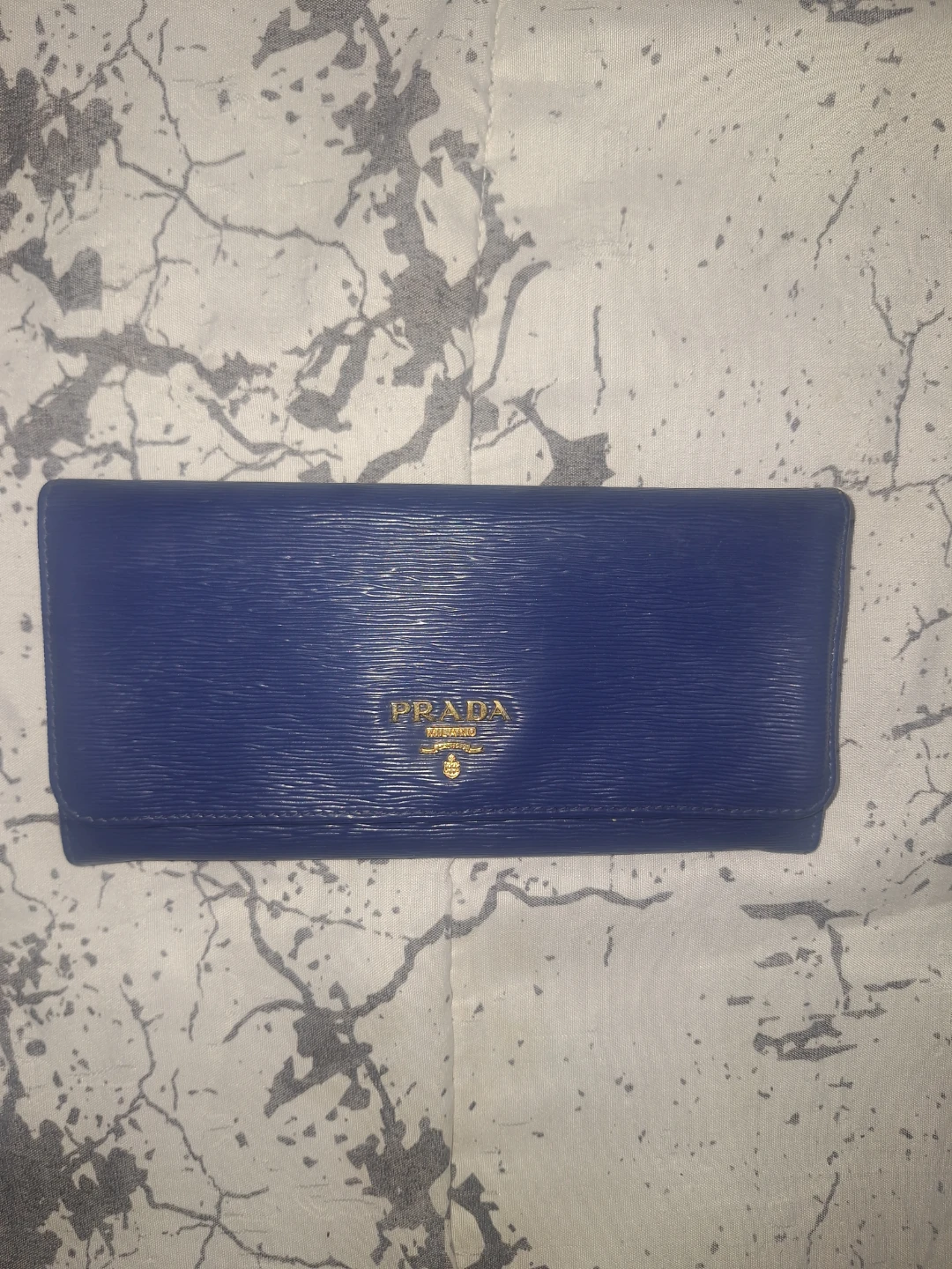 Prada Blue Leather Long Wallet