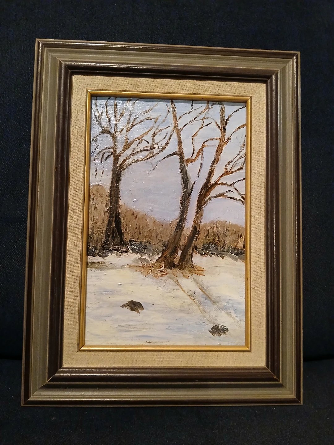 Framed Winter Landscape Painting