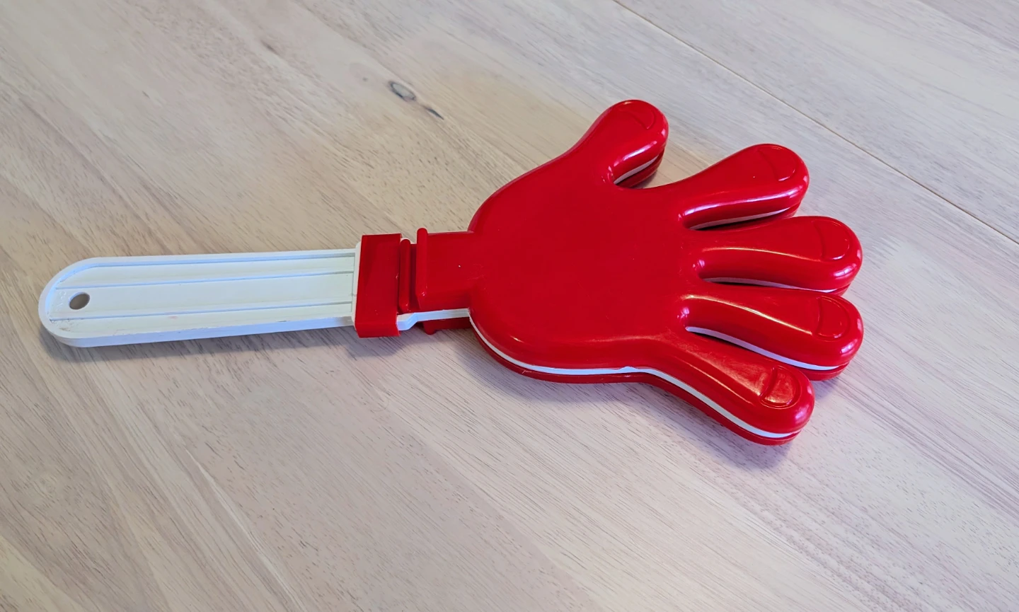 Brand New Red and White Plastic Hand Clapper Noisemaker