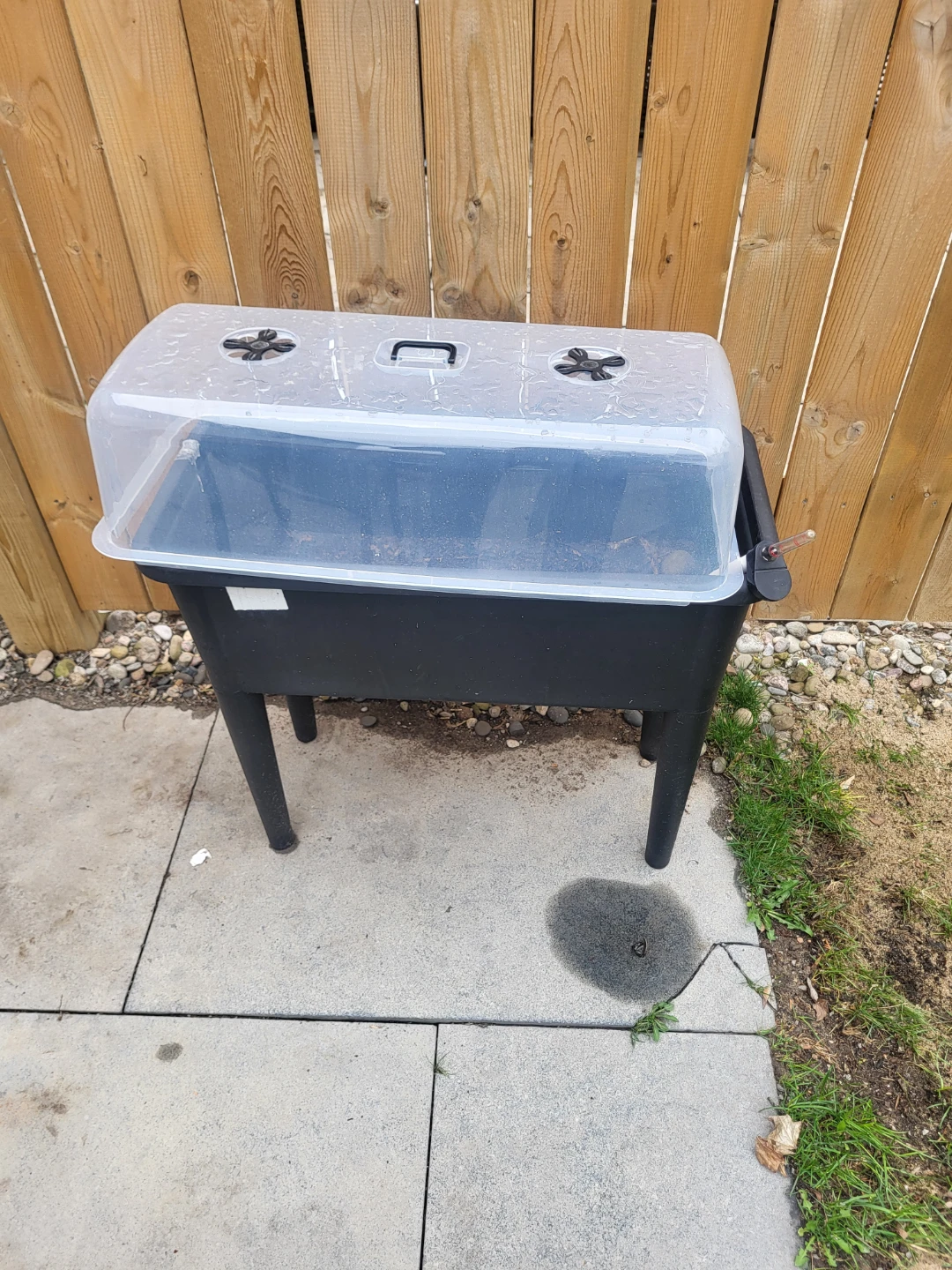 Black Plastic Garden Planter with Clear Dome Lid