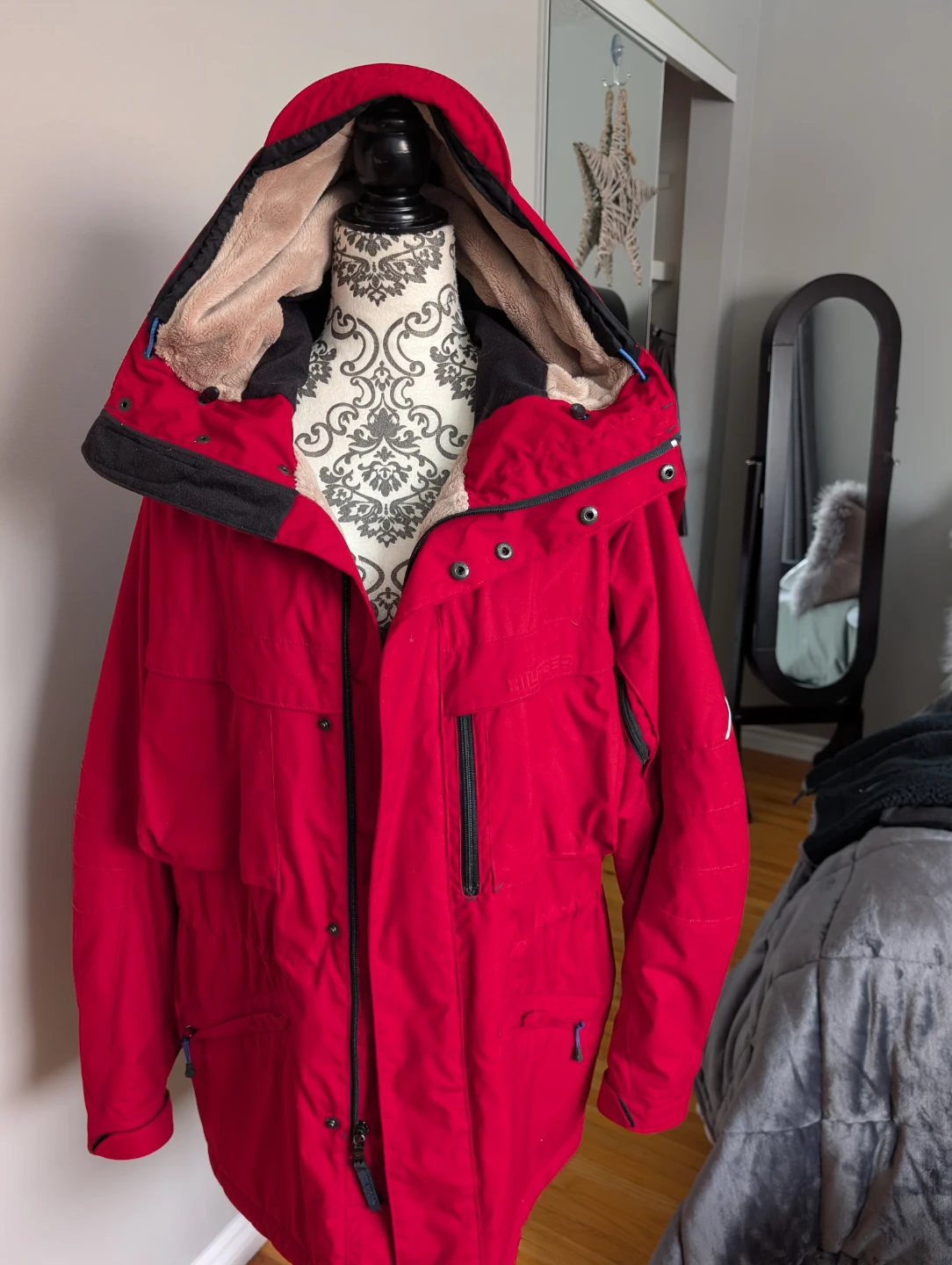 Men's Tommy Hilfiger Outerwear Red Parka Jacket Size M