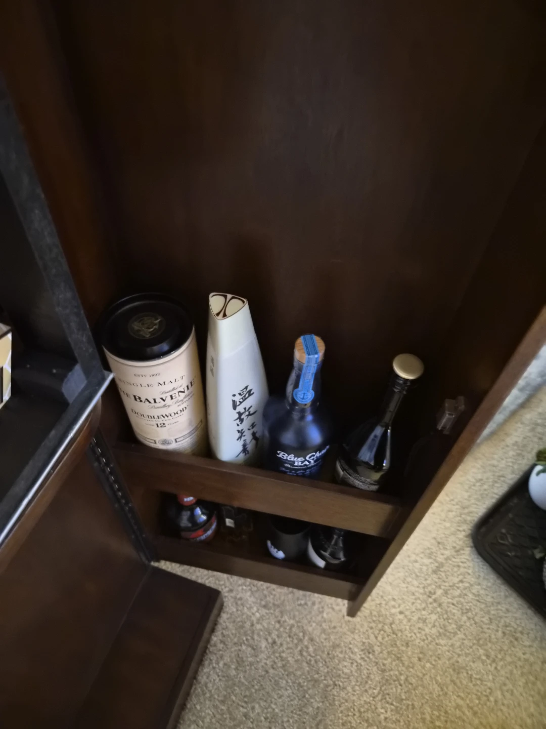 Wooden Bar Cabinet with Glass Top and Wine Glass Rack - photo 4