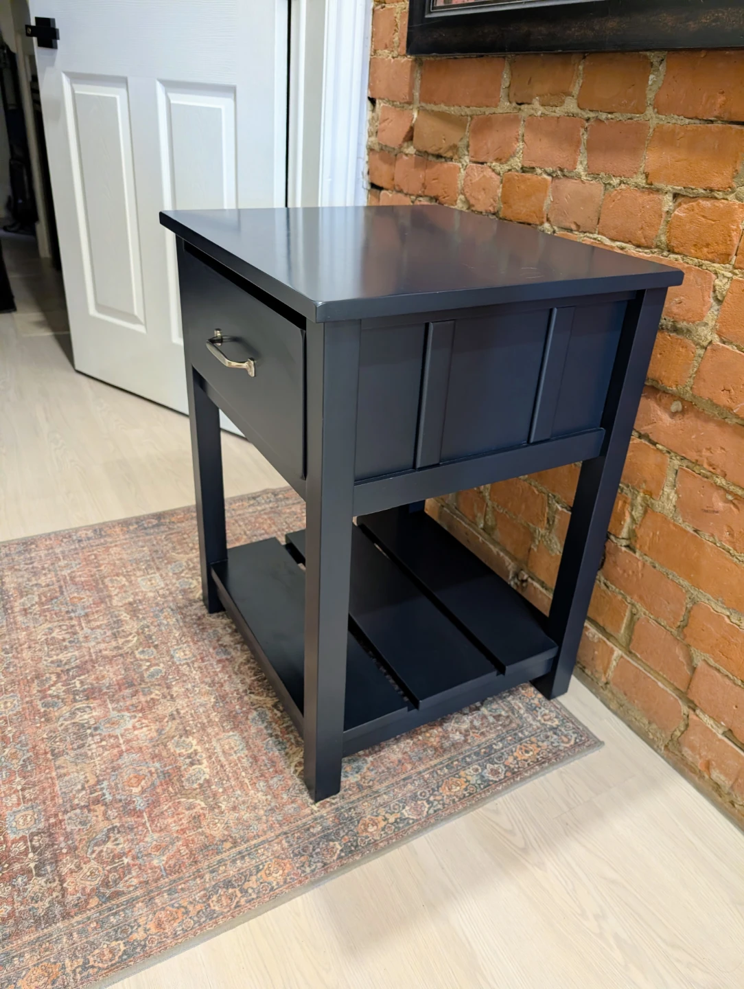 Pottery Barn Camp Solid Wood Nightstand Table, Navy Blue - photo 3