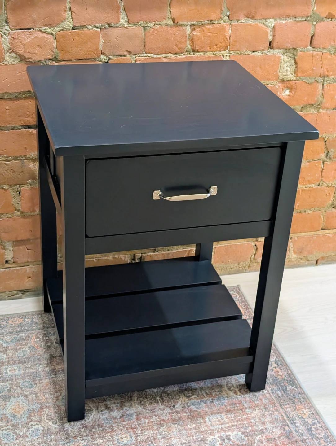 Pottery Barn Camp Solid Wood Nightstand Table, Navy Blue - photo 4