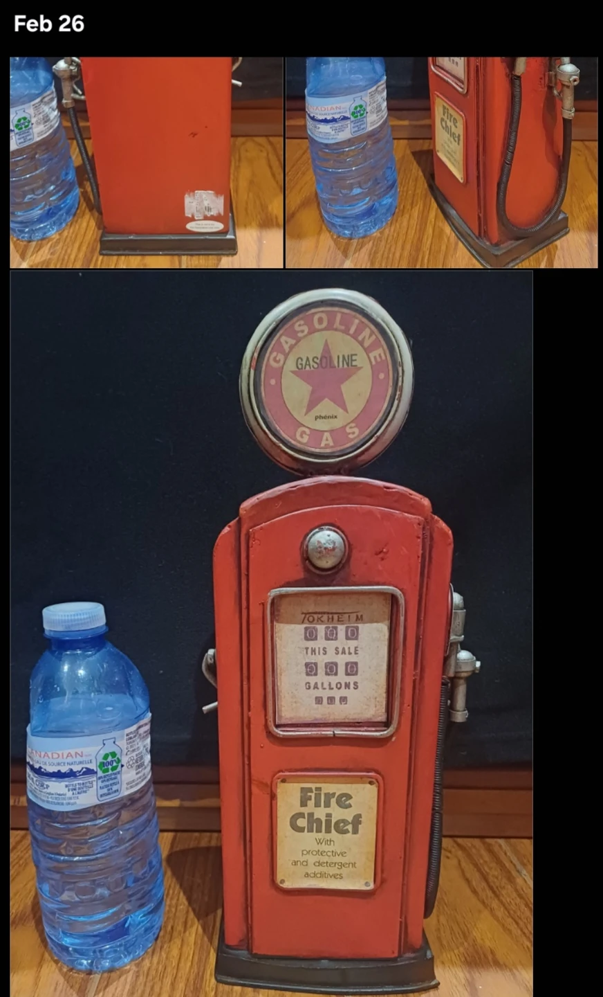 NEW: Fire Chief Gas Pump Metal Coin Bank/Piggy Bank