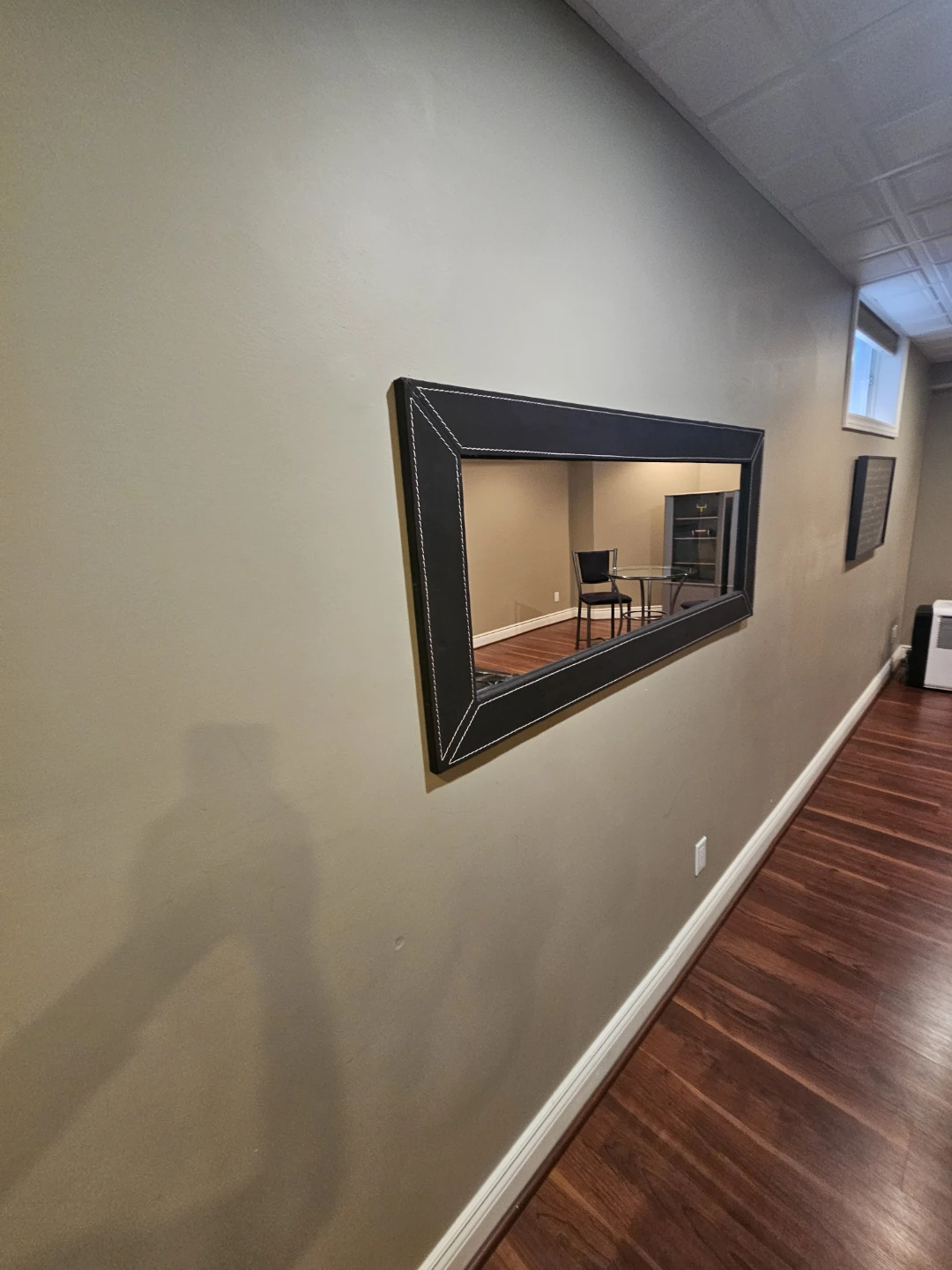 Black Framed Mirror with White Stitching - photo 2