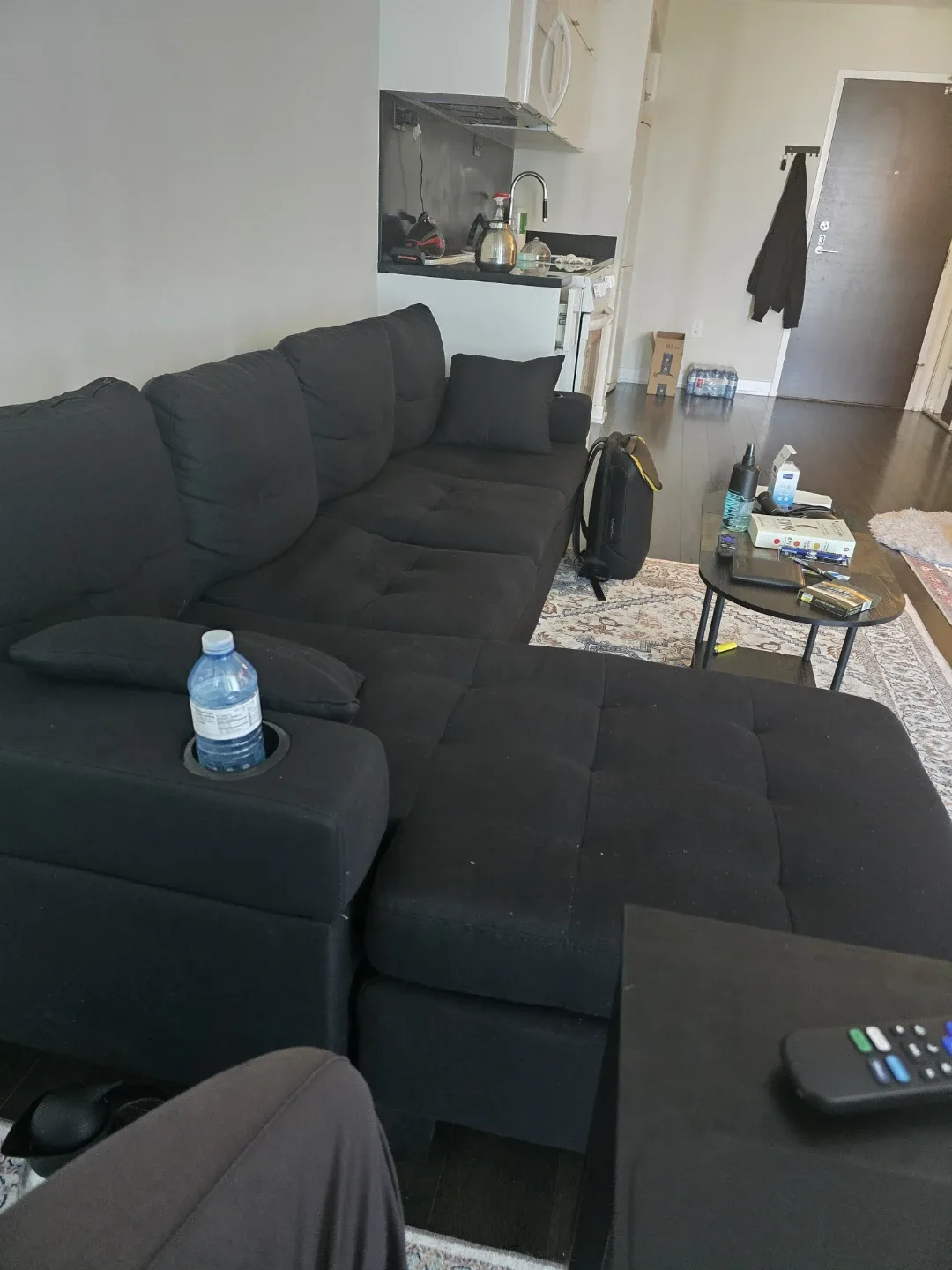 Black Sectional Sofa with Chaise