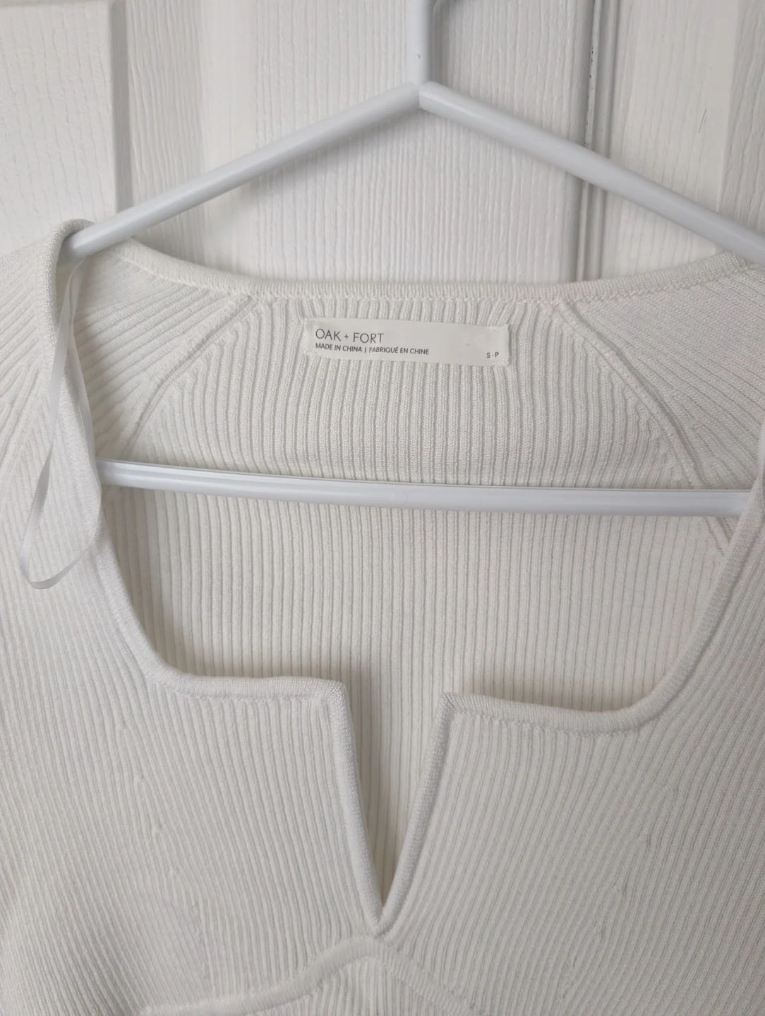 OAK + FORT White Ribbed Long Sleeve Top - photo 2
