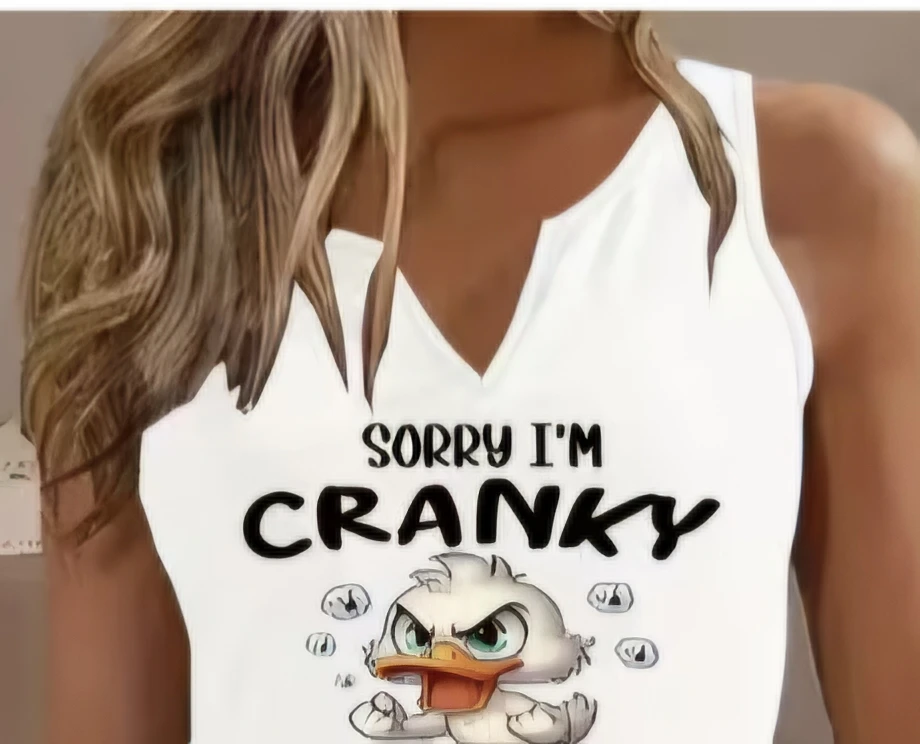 White Tank Top "Sorry I'm Cranky"