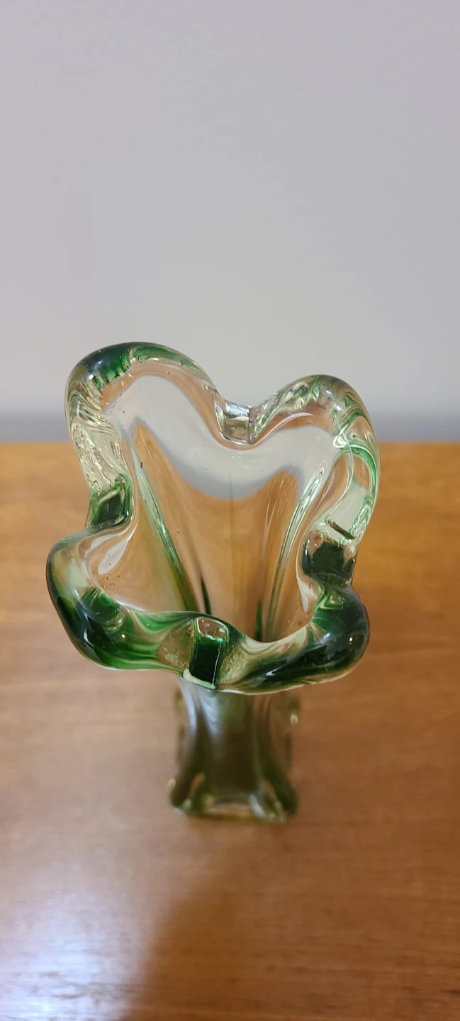 Vintage Green Glass Swirl Vase - photo 5