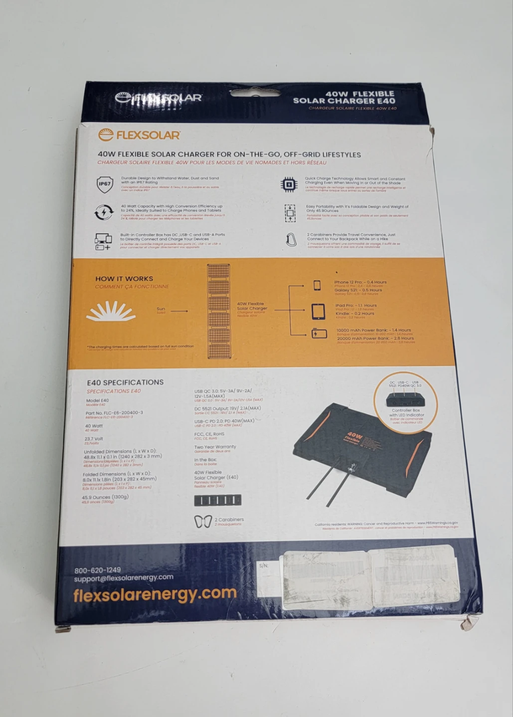 FlexSolar 40W Foldable Solar Panel Charger USB-C USB-A DC IP67 - photo 3