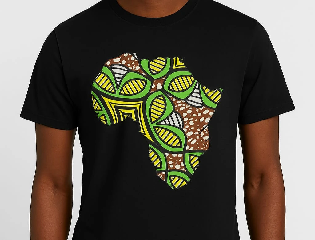 White V-Neck T-Shirt with African Art Graphic - photo 5