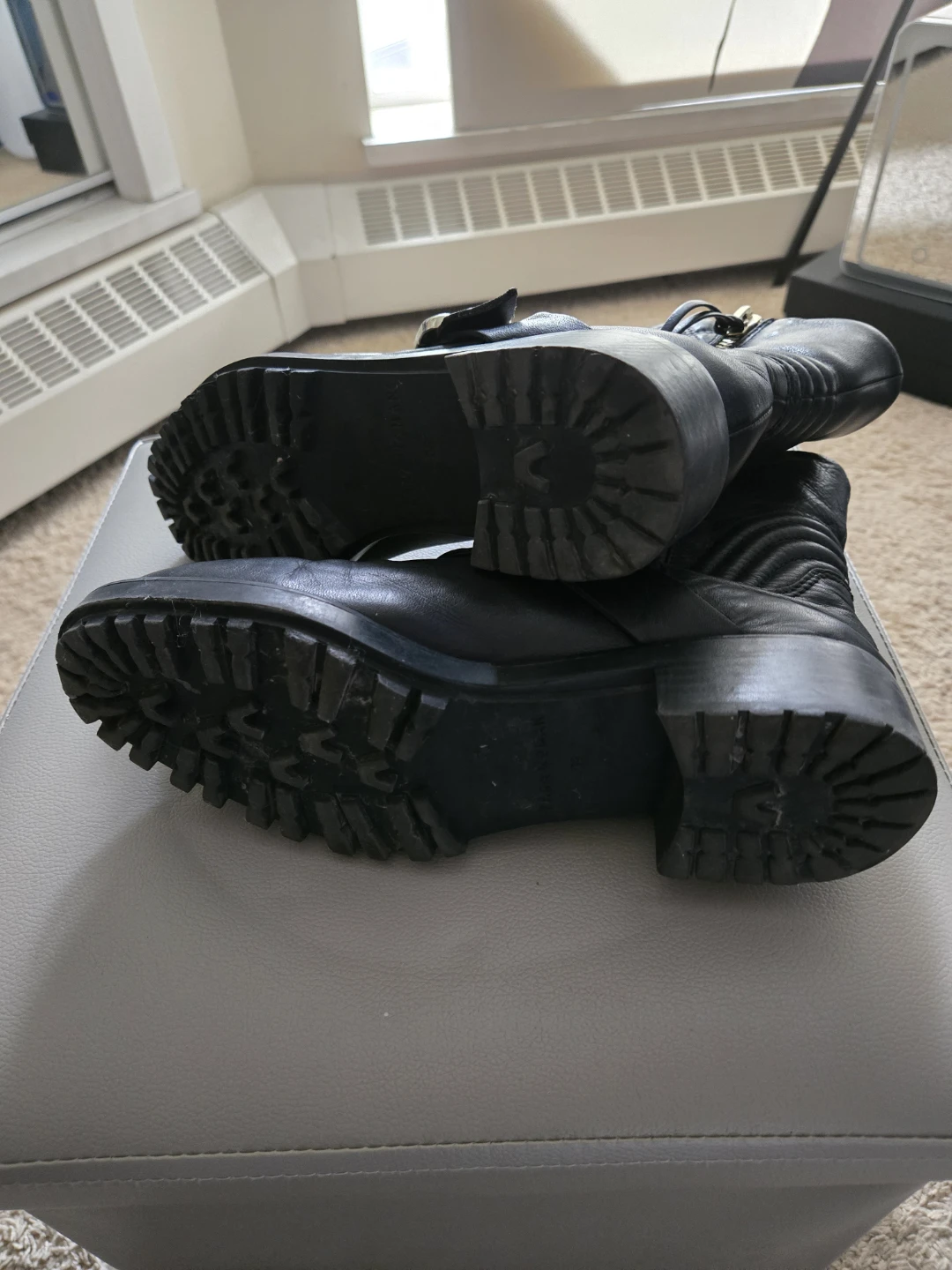 Black Leather Quilted Moto Boots - photo 5