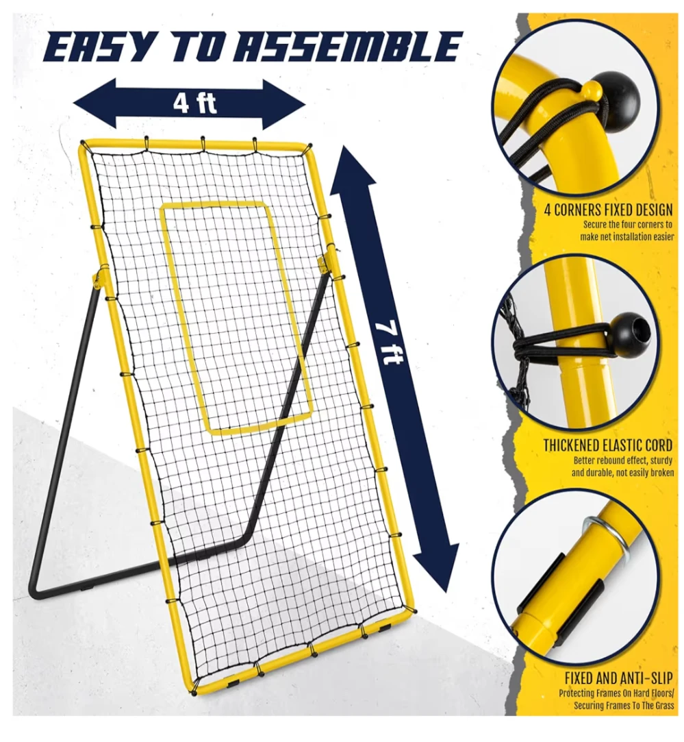 Yellow Volleyball Rebounder Training Net - 4ft x 7ft - photo 5