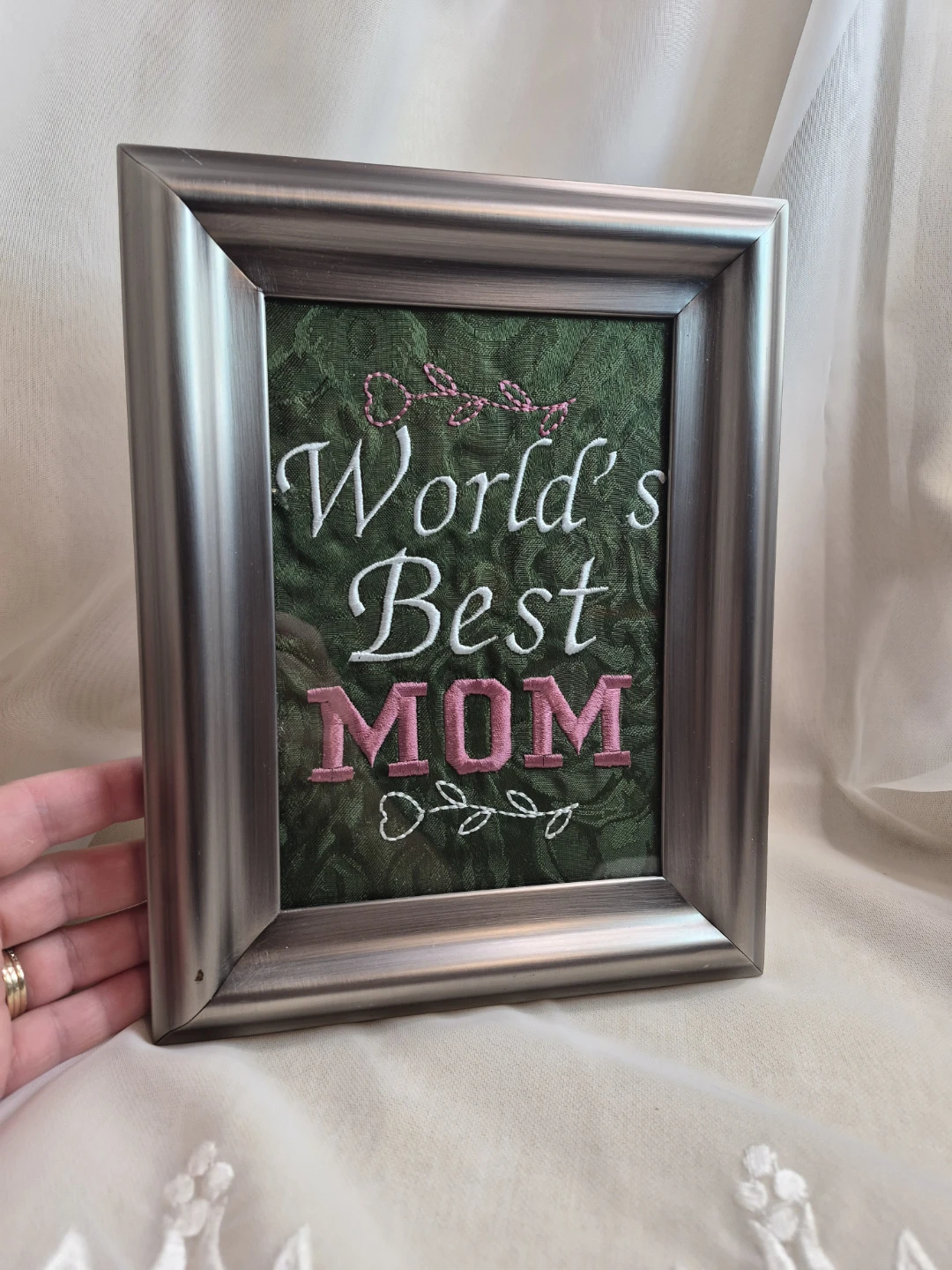 World's Best Mom Framed Embroidered 5x7 - photo 5
