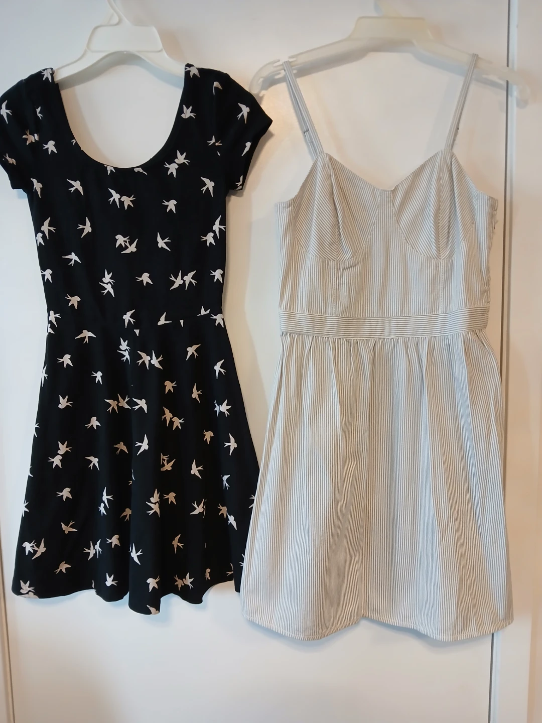 H&M Divided Black Bird Print Dress & Striped Sundress. $10 EACH.
