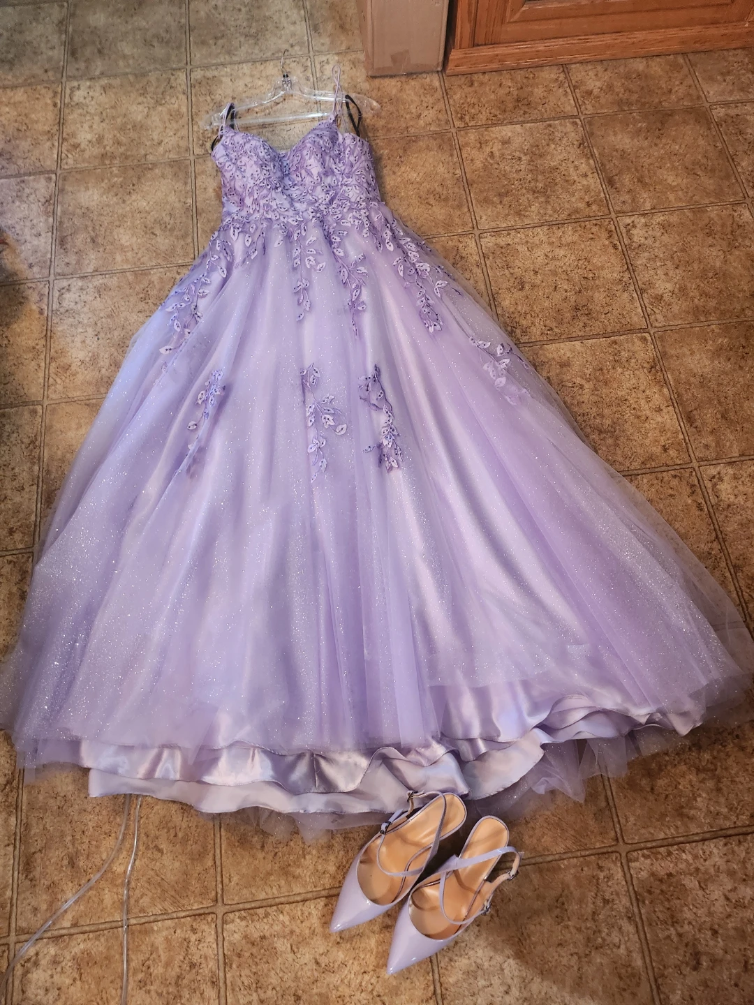 Lavender Grad Gown and Matching Patent Slingback Heels