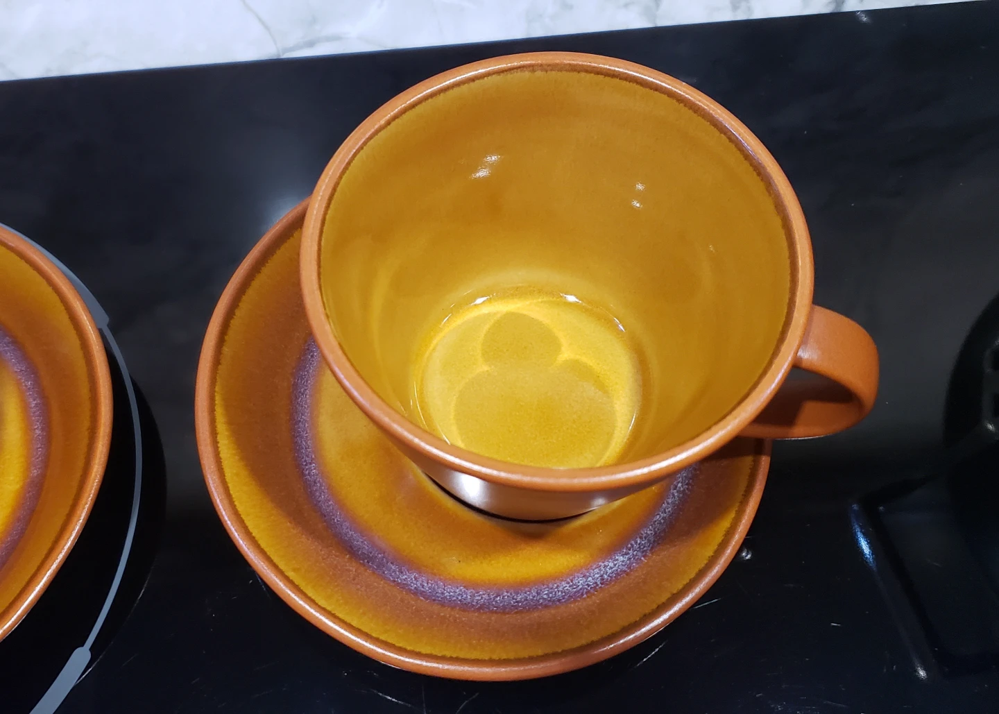 Set of 2 Ceramic Coffee Cup and Saucer, Burnt Orange - photo 4