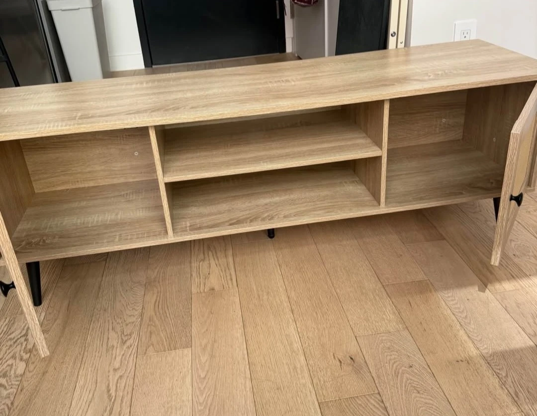 Wood Entertainment TV Stand with Cabinet Doors - photo 2