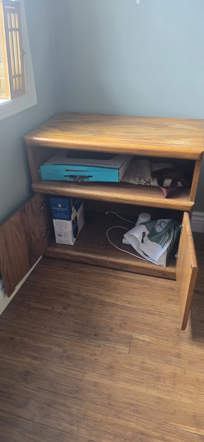 Wooden Side Table with Cabinet