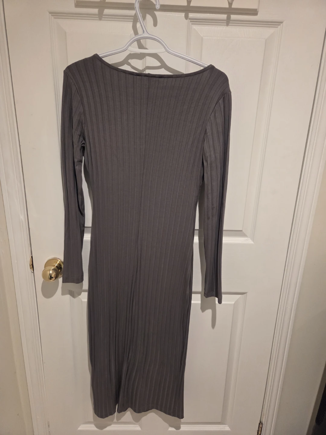 Dynamite Grey Ribbed Long Sleeve Midi Dress - Size M - photo 2