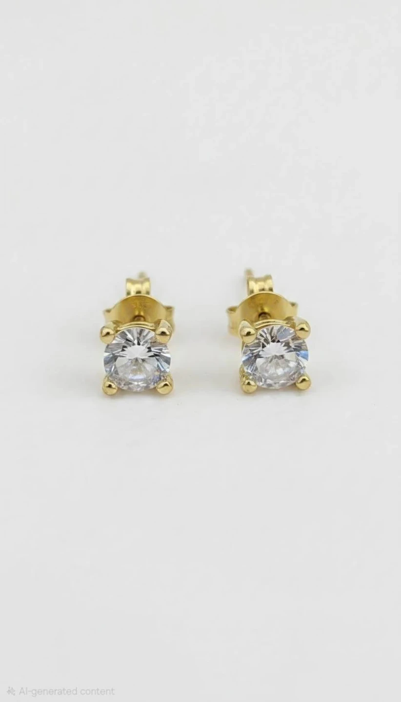 Gold plated mossanite Stud Earrings - photo 2