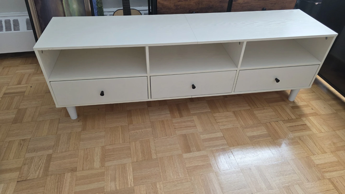 White Media Console with 3 Drawers