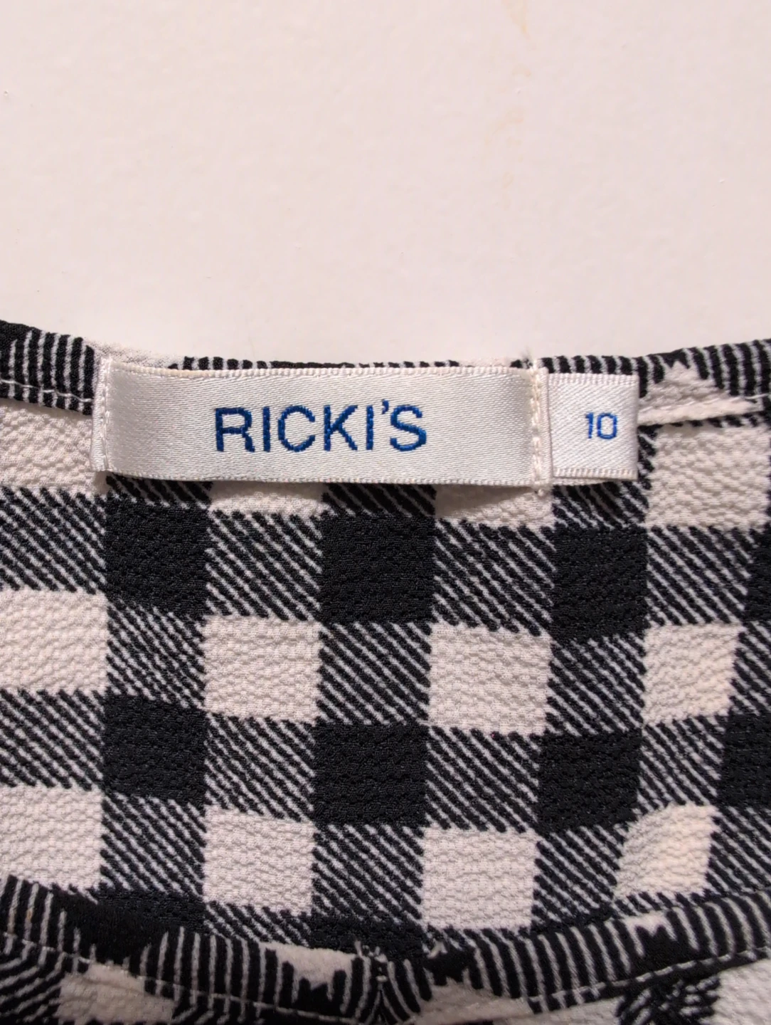 Ricki's Black and White Gingham Top - Size 10 - photo 4