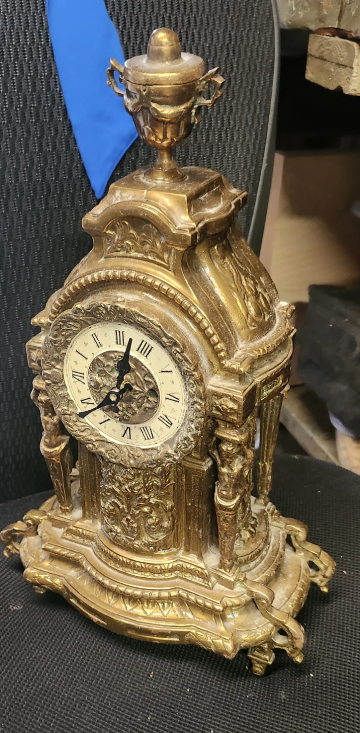 Antique Decorative Mantel Clock - Brass Finish