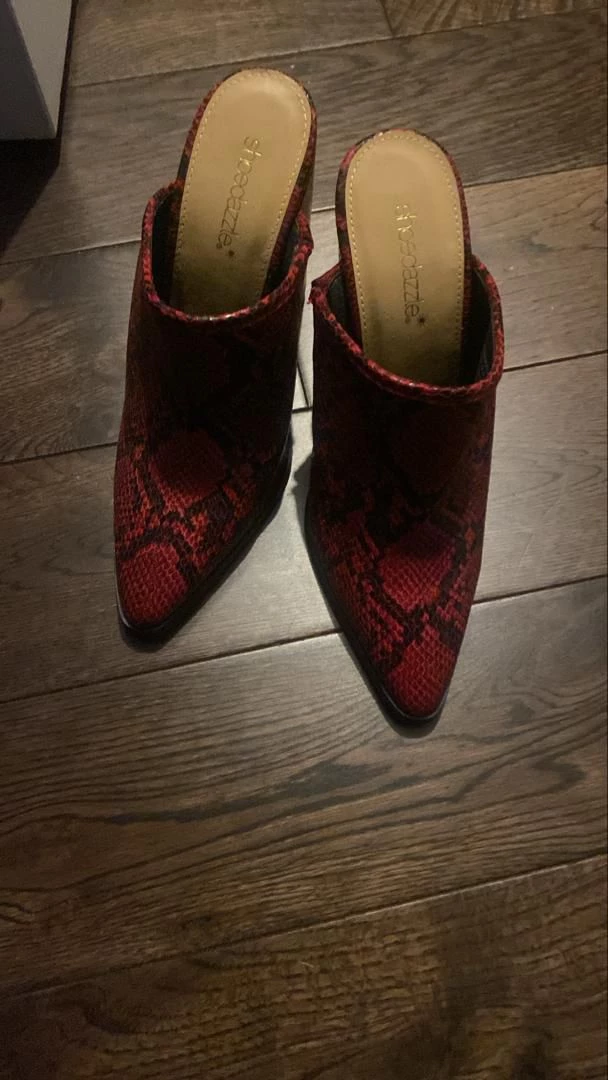 Red Snake Print Mules - Size US 8 - photo 2