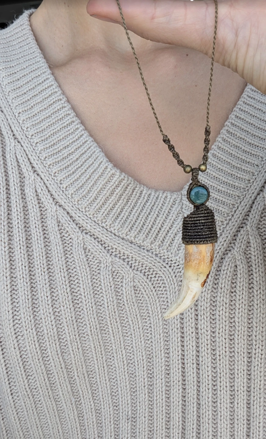 Real and unique wild boar tusk pendant. - photo 3