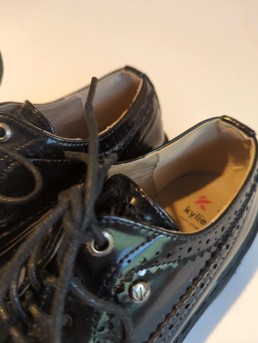 Kylie Shoes Black Patent Wingtip Brogues - photo 2
