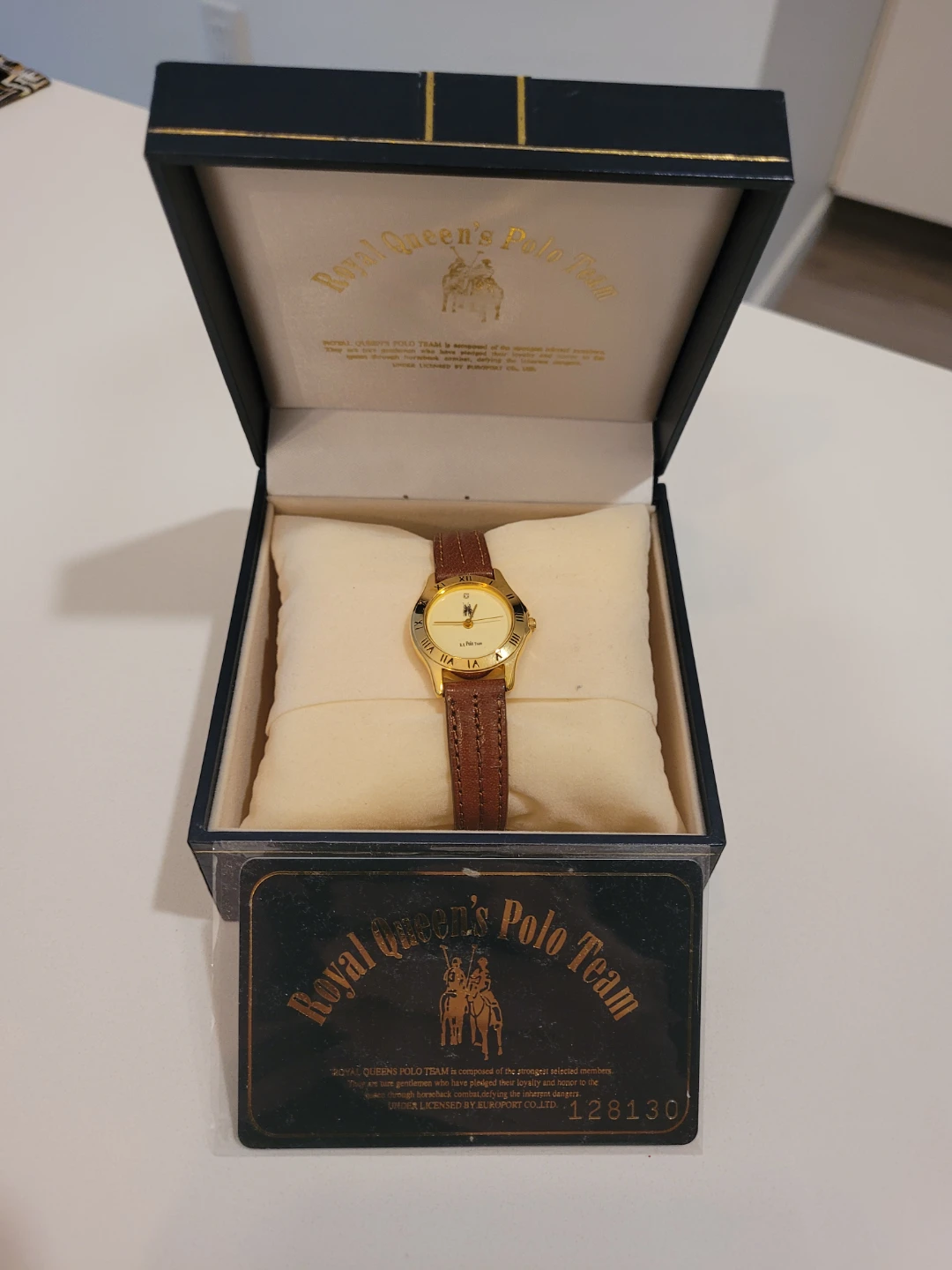 Royal Queen's Polo Team Watch with Brown Leather Strap