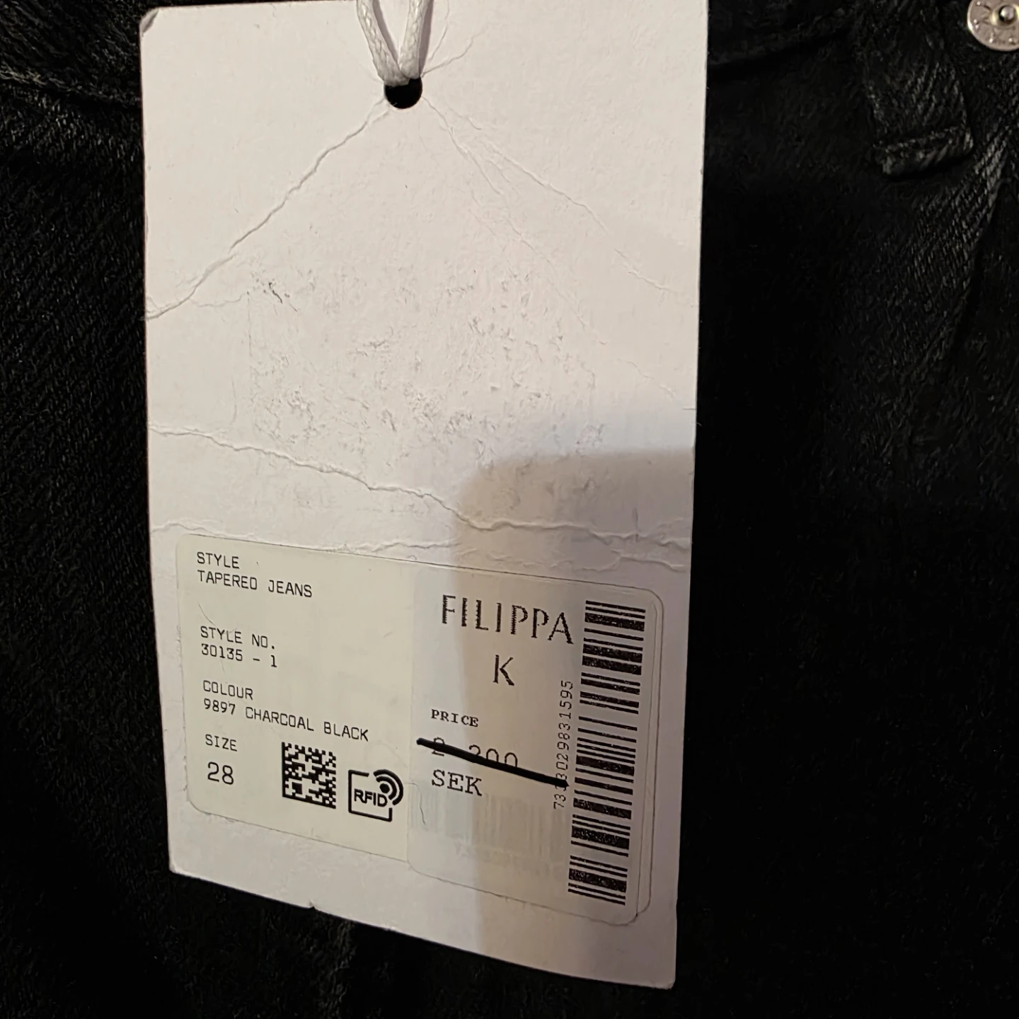 Filippa K Tapered Jeans - Charcoal Black - Size 28 - photo 3