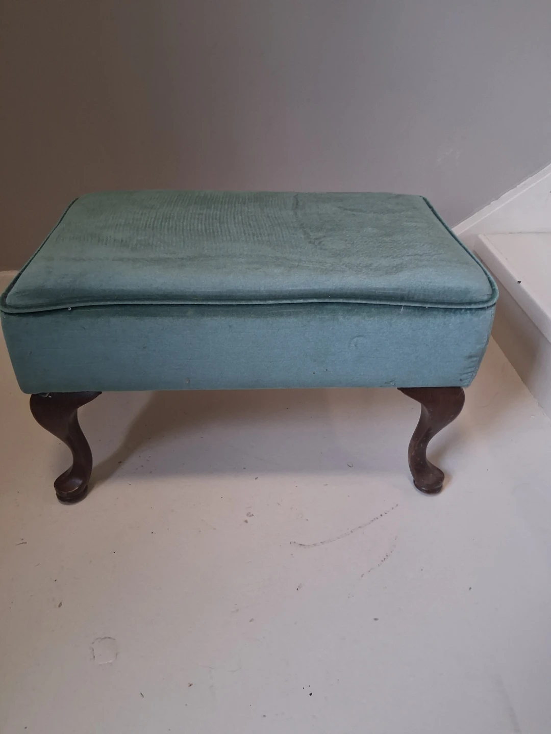 Teal Velvet Ottoman Footstool