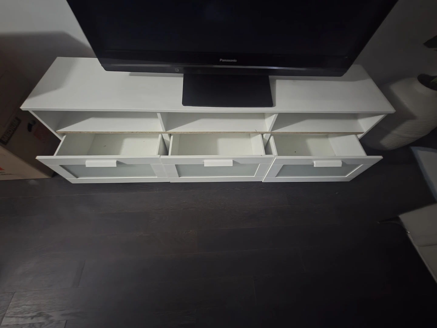 White 3-Door Storage Cabinet with Frosted Glass - photo 3
