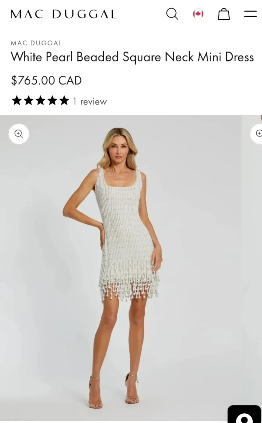 Mac Duggal White Pearl Beaded Square Neck Mini Dress Size 6 - photo 5