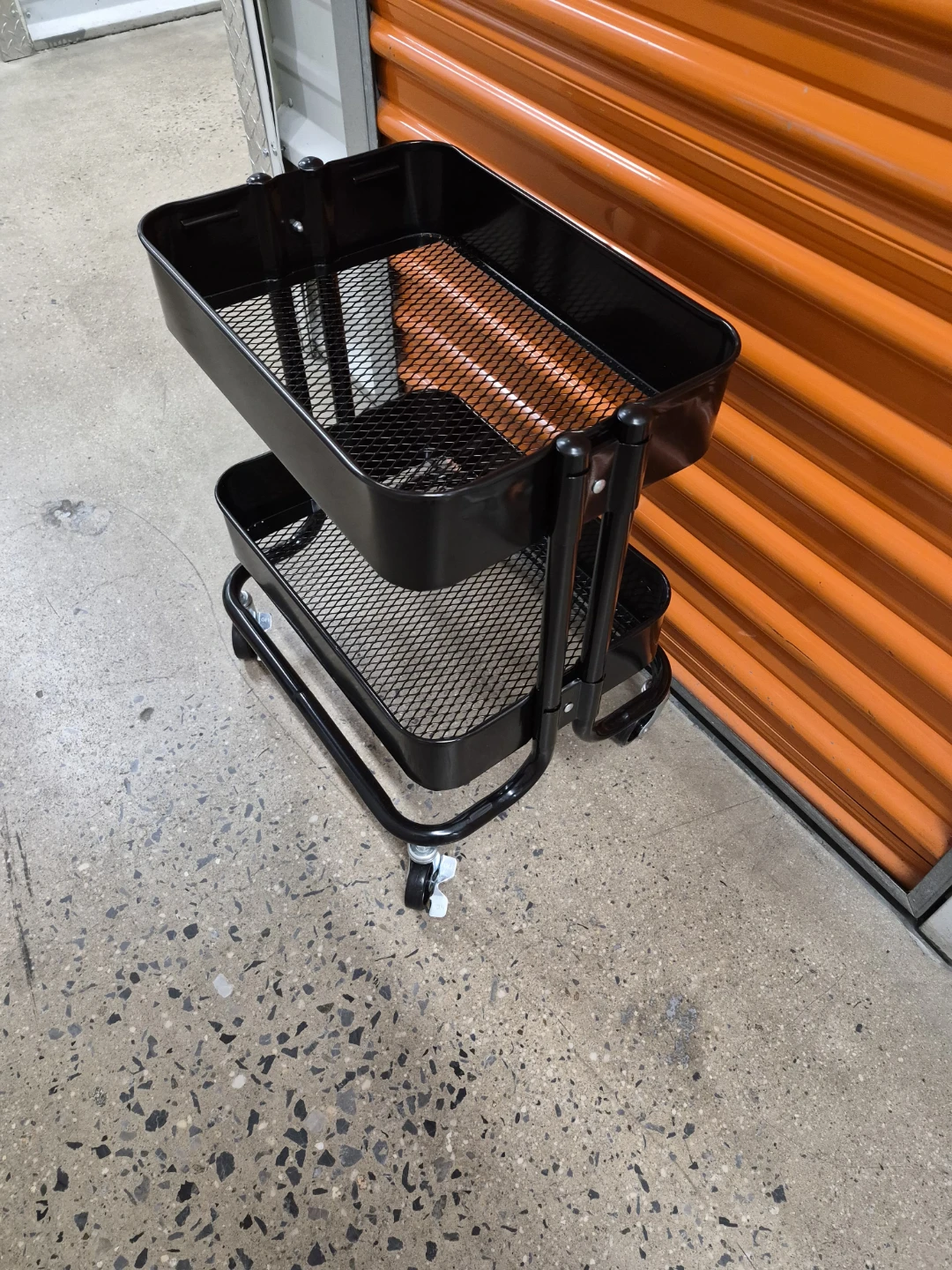 Black 2-Tier Rolling Storage Cart - photo 2
