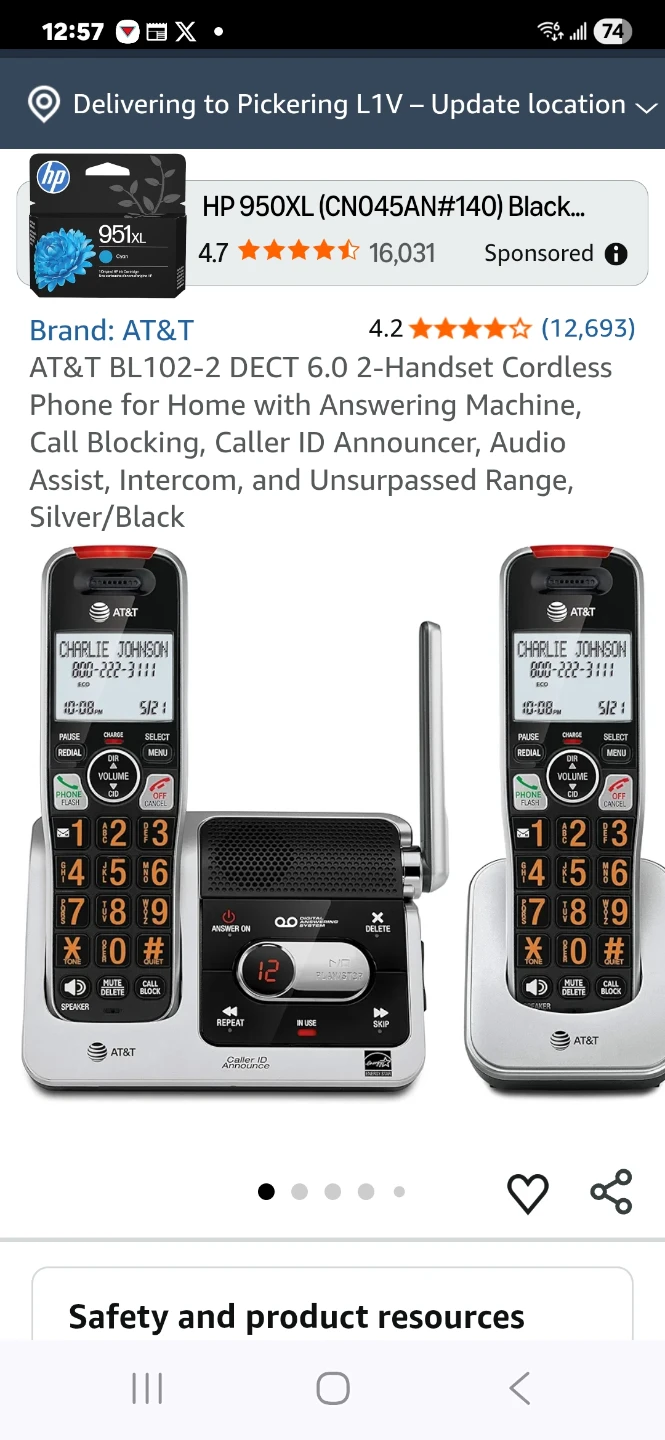 AT&T BL102-2 DECT 6.0 Cordless Phone 2 Handset - photo 2