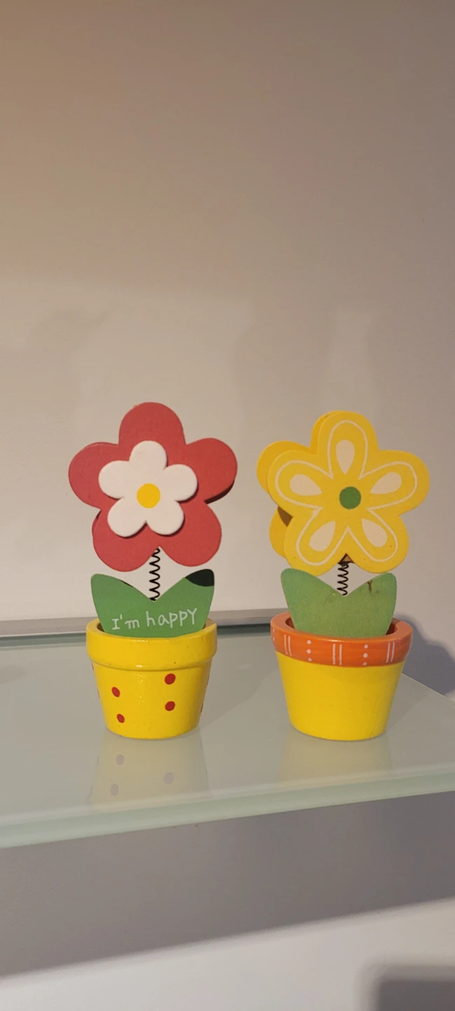 New Set of 2 Wooden Flower Pot Note/Photo Clips
