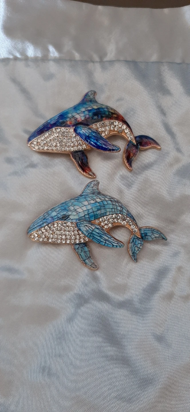 Dolphin Enamel Rhinestone Brooches $10. each