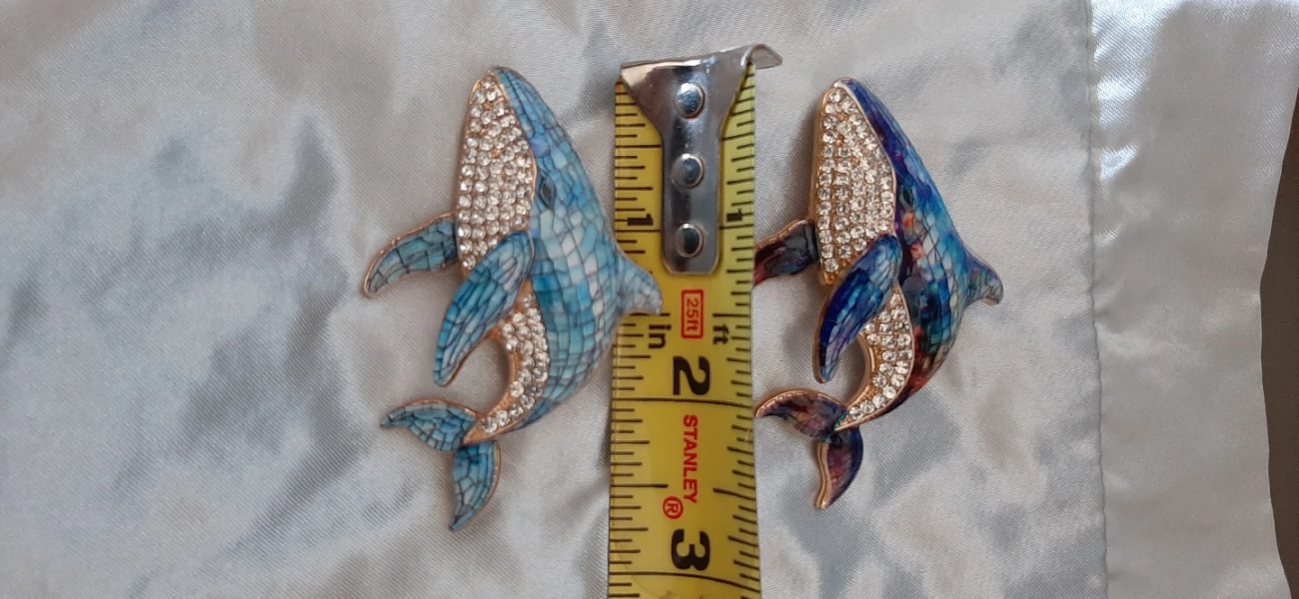 Dolphin Enamel Rhinestone Brooches $10. each - photo 3